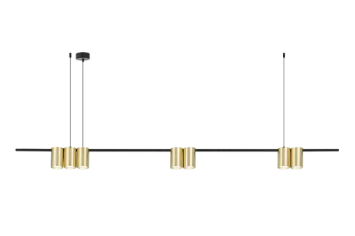 [4016163] ISE Pendel 7x GU10 excl 1500mm geborsteld goud + zwart