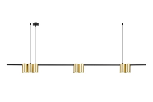 [4016163] ISE Pendel 7x GU10 excl 1500mm geborsteld goud + zwart