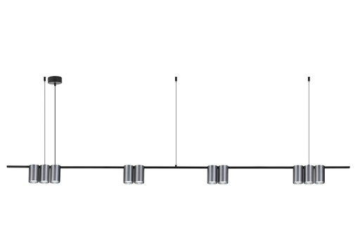 [4016144] ISE Pendel 10x GU10 excl 1800mm geborsteld staal + zwart