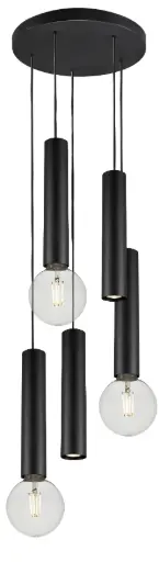 [4014648] TABOO pendel 5L 2xGU10 (excl) 3xE27 (excl) zwart