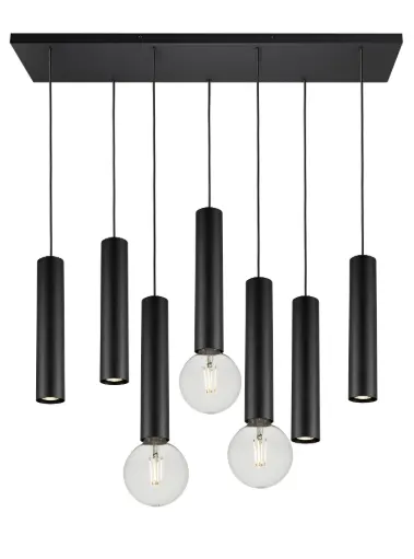[4014653] TABOO pendel 7L 4xGU10 (excl) 3xE27 (excl) zwart