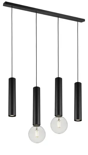 [4014658] TABOO pendel 4L 2xGU10 (excl) 2xE27 (excl) zwart