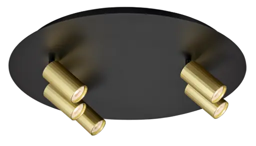 [4014719G] ORYX 3+2 ronde basis ø350mm lamp excl zwart + goud